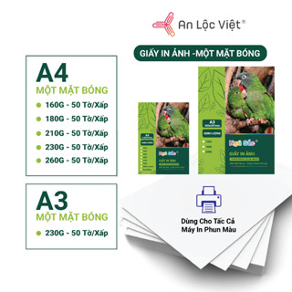 [GIẤY ẢNH CỰC HOT] Xấp = 50 Tờ Giấy In Ảnh A4 - A3 1 Mặt Bóng Nhiều ĐL 160, 180, 210, 230, 260 dày dặn, đúng khổ
