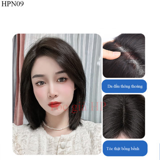 Tóc giả nữ mái phủ hói, che tóc bạc siêu lưới da đầu, làm từ tóc thật
