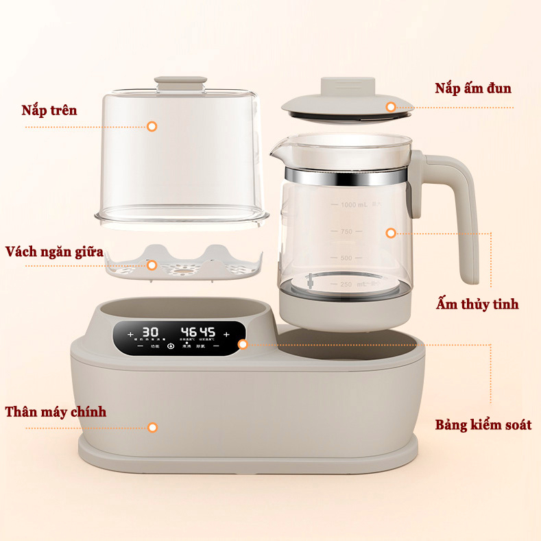 Máy hâm sữa đa năng Máy tiệt trùng bình sữa Máy đun nước Ấm nấu nước cho bé giữ ấm bình sữa,hâm sữa,nước ấm, khử clo