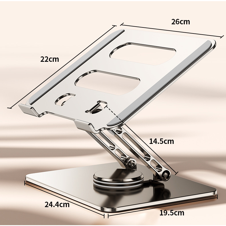Khung máy tính xách tay xoay 360 -level với vật liệu nhôm tổng thể,Giá đỡ laptop chân xoay，Kết cấu mịn