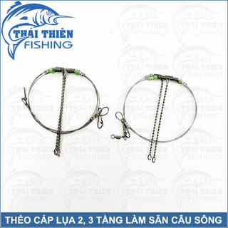 Combo 2 Bộ Thẻo Cáp 2, 3 Tầng Câu Sông Thiên Nhiên, Các Loại Cá Tra Trê Chim, Răng Sắc Bén
