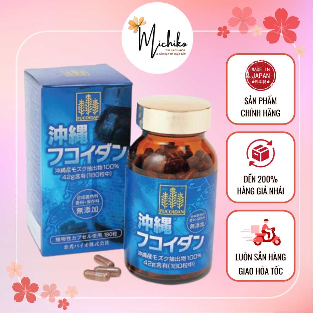 Viên tảo uống hỗ trợ ung thư Fucoidan Okinawa xanh Nhật Bản 180 viên