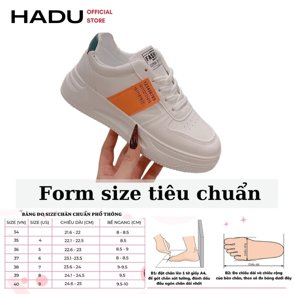 Giày Thể Thao Trắng HADU MT20, Êm Ái, Thời Trang, Năng Động, Trẻ Trung , Bảo Hành 12T