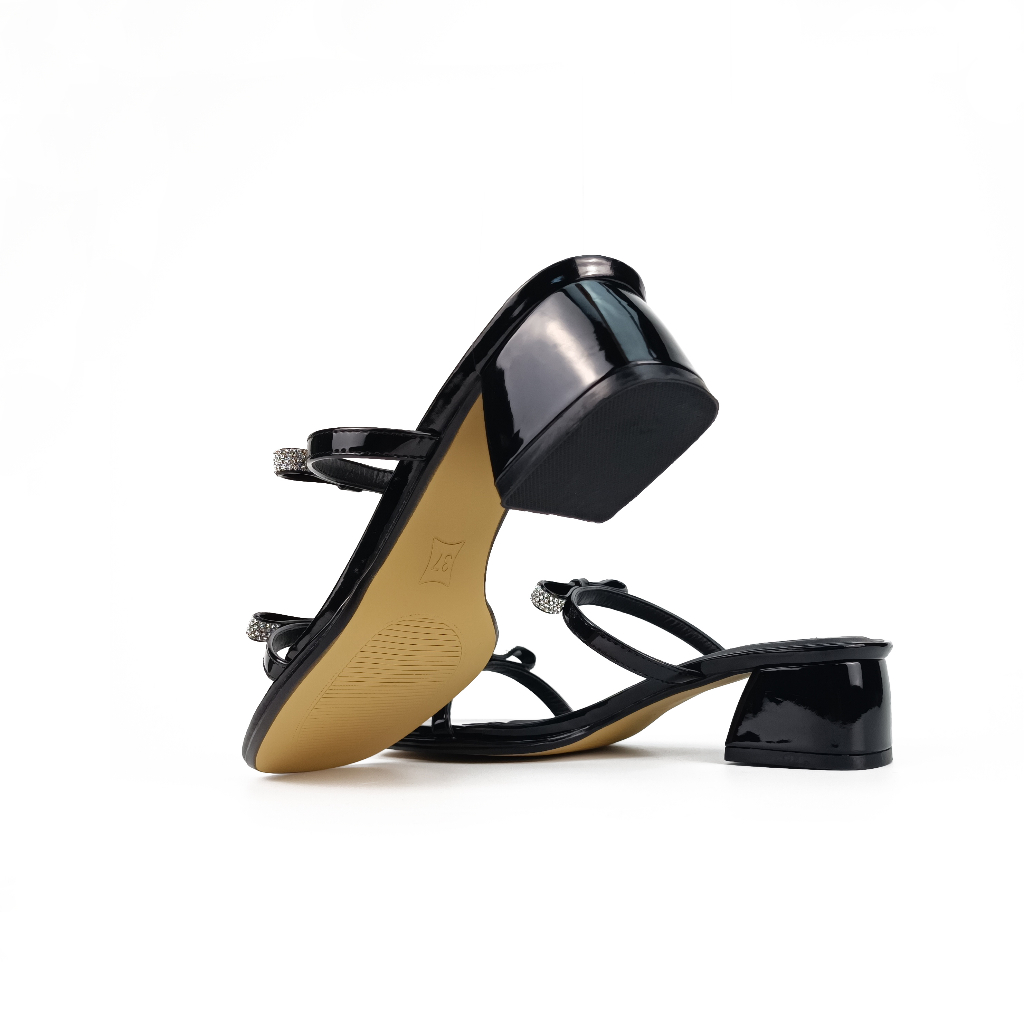 Dép Nữ Quai Nơ Đính Đá EMBELLISHED HADU MD155, Da PU Cao Cấp, BH 24T