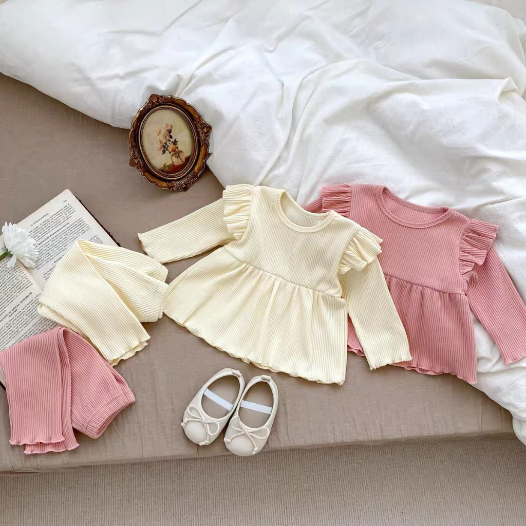 Bộ Dài Tay Cánh Tiên Chất Tăm Đũa Cực Xinh Cho Bé Gái_umeekids