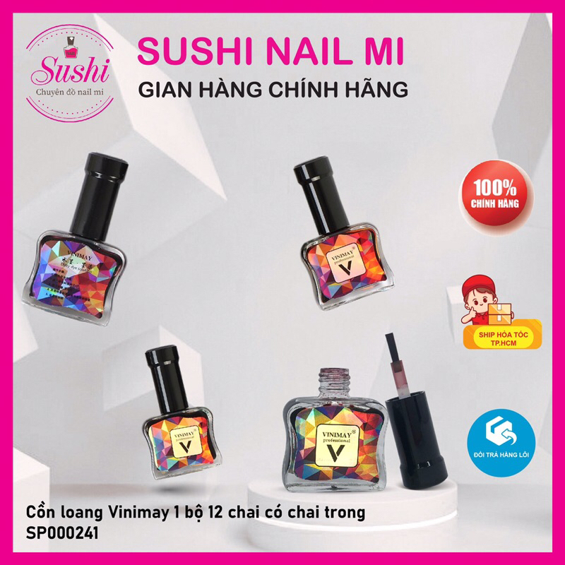 Set 12 cồn loang Vinimay có chai trong  tạo loang trang trí móng - Sushi nail mi