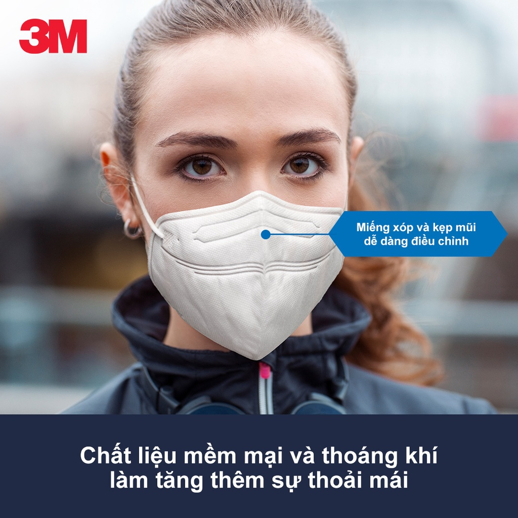 Hộp 20 chiếc khẩu trang chính hãng 3M 9513 KN95 Singapore, 2 màu trắng đen_Chính hãng Mask3M