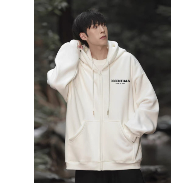 Áo Hoodie Zip ESSENTINALS dài tay chất nỉ bông unisex nam nữ chuẩn form rộng áo khoác thời trang cho cặp đôi SUNNY 56195