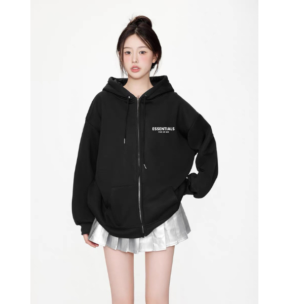 Áo Hoodie Zip ESSENTINALS dài tay chất nỉ bông unisex nam nữ chuẩn form rộng áo khoác thời trang cho cặp đôi SUNNY 56195