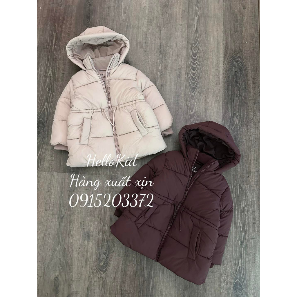 Áo phao parka rút eo bé gái nxxt