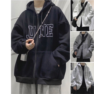 Áo Khoác Jacket Hoodie Zip Nỉ Thu Đông Nam Nữ JUNE Unisex Form Rộng