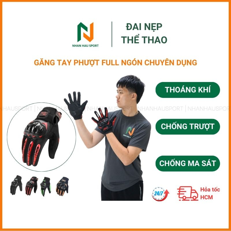 Găng Tay Phượt Full Ngón Chuyên Dụng Racing Biker - Bao Tay Phượt Full Ngón Có Gù Và Đệm - Găng Tay 