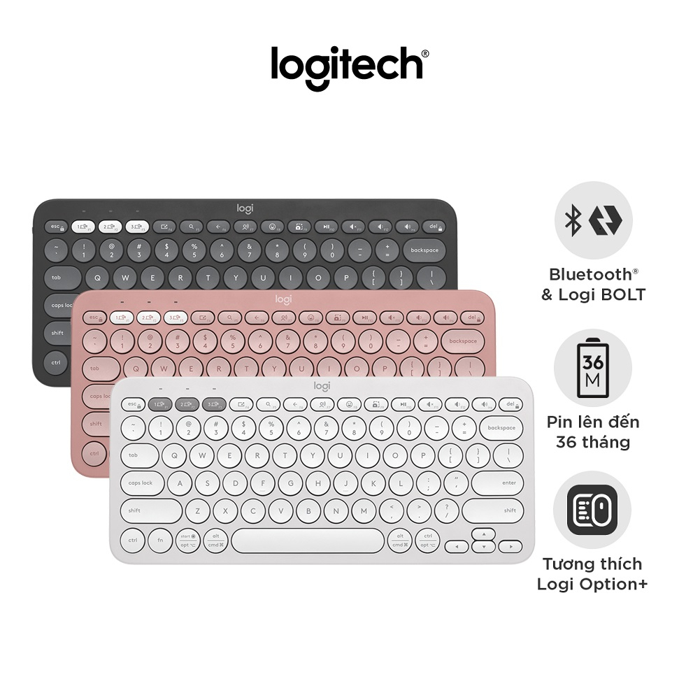 Bàn phím Bluetooth Logitech K380s Pebble 2 - Đa thiết bị, Phím tắt tùy chỉnh, Mỏng nhẹ, Easy-Switch