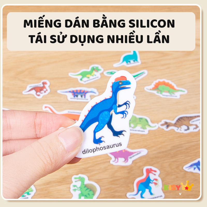 Bộ bóc dán hình sticker SILICON tái sử dụng các chủ đề khác nhau, hình dán sticker thông minh DIY cho bé