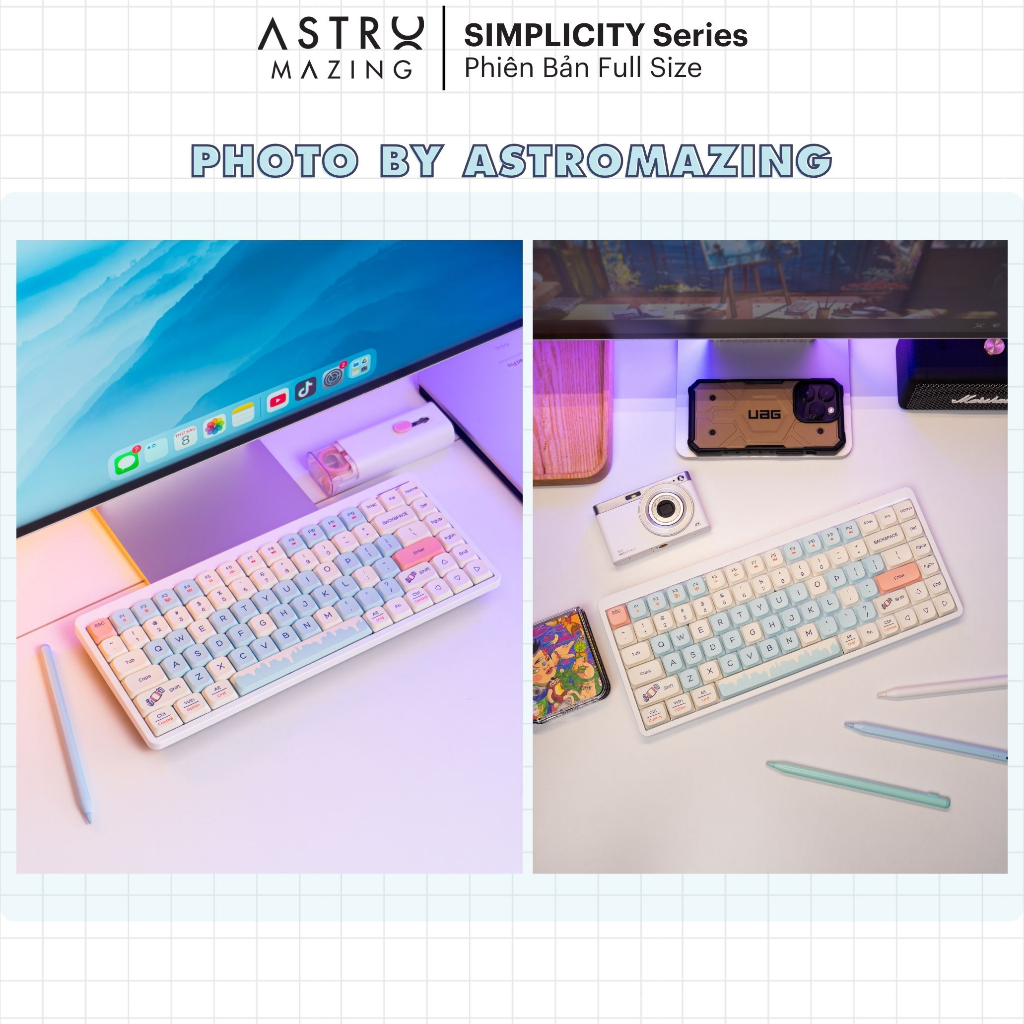 Bàn phím cơ siêu mỏng low-profile không dây 3 chế độ - bản giới hạn YK75 by AstroMazing cho Laptop, Macbook, iPad, Win
