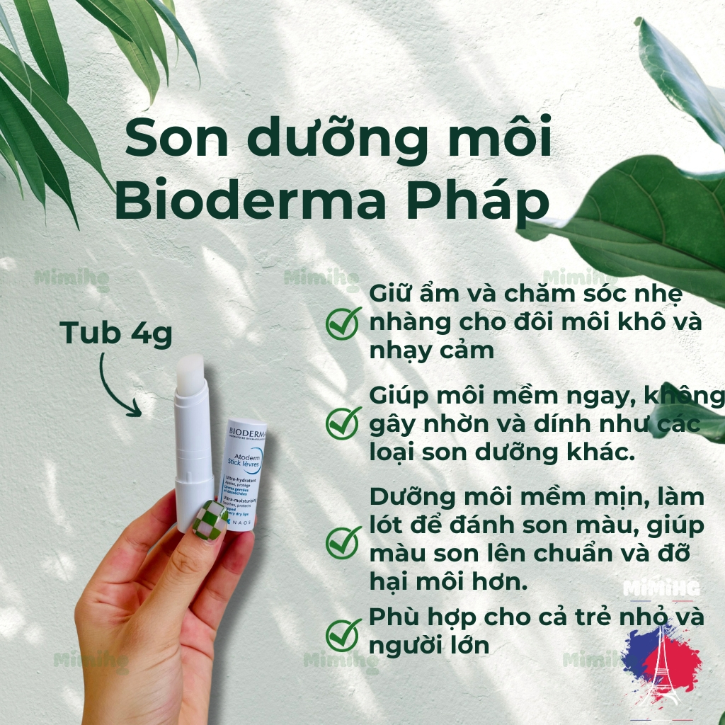 Son dưỡng BD Pháp atoderm stick levers giúp môi mềm mịn, hết khô nứt nẻ_MiMi HG