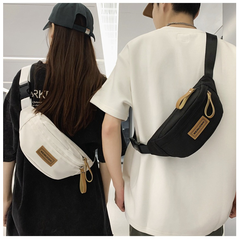 Túi bao tử đeo chéo Vải Canvas chống thấm nước Nam Nữ thời trang TV07