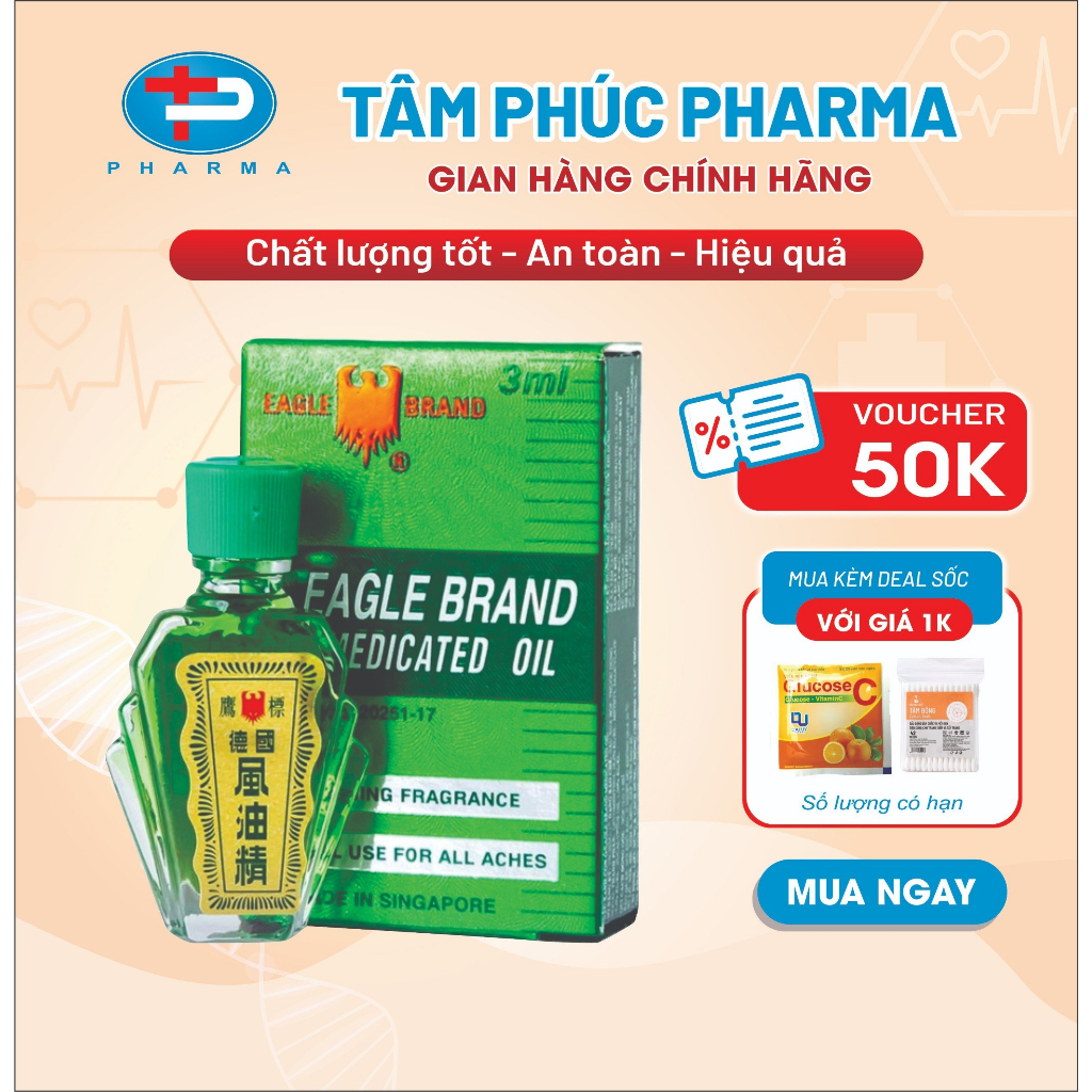 Dầu Gió Xanh Con Ó TÂM PHÚC PHARMA Giúp Giảm Tê Nhức Muỗi Đốt