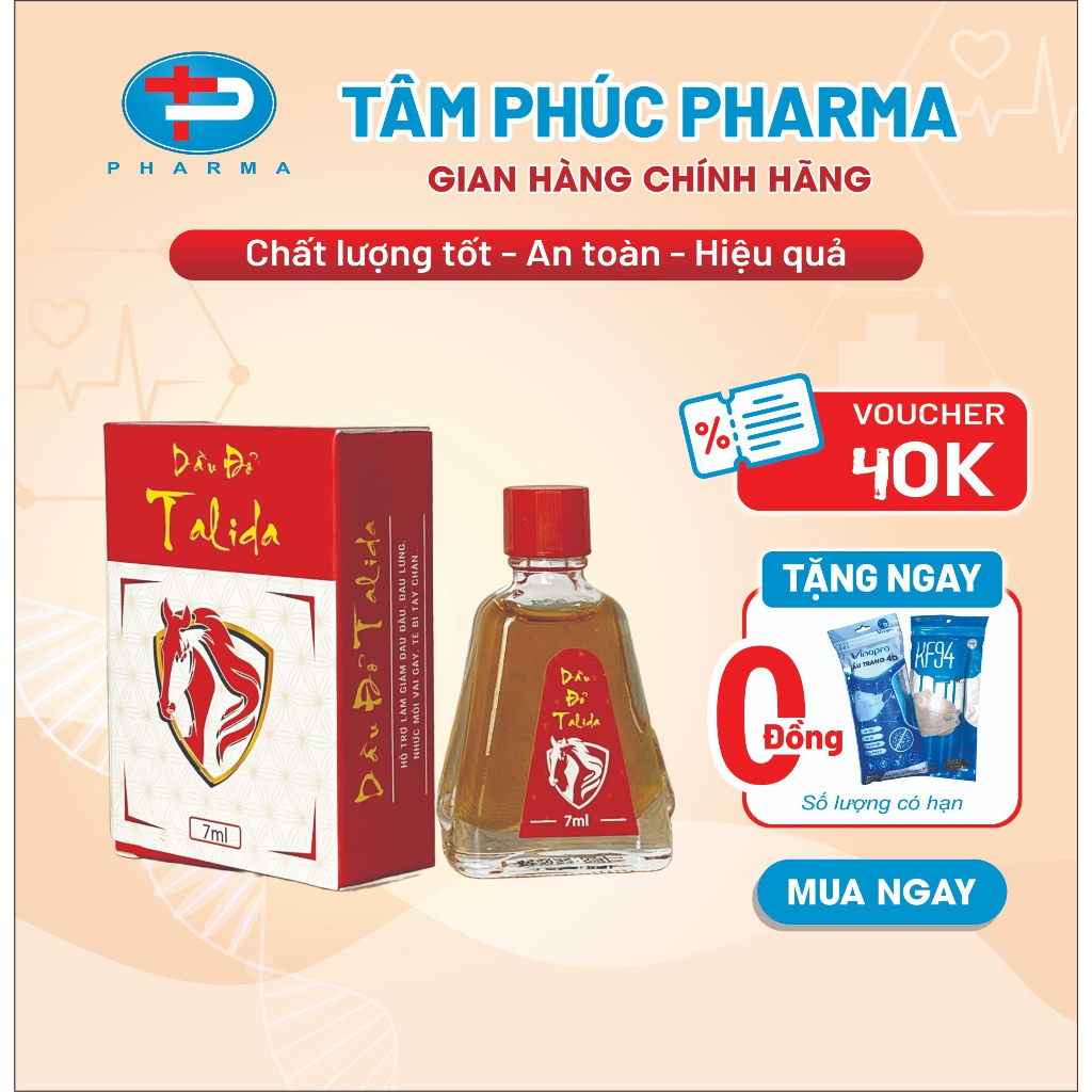 Dầu Gió Đỏ TÂM PHÚC PHARMA Chính Hãng Xoa Ấm Bụng Giảm Mẫn Ngứa Do Côn Trùng Đốt 7ml