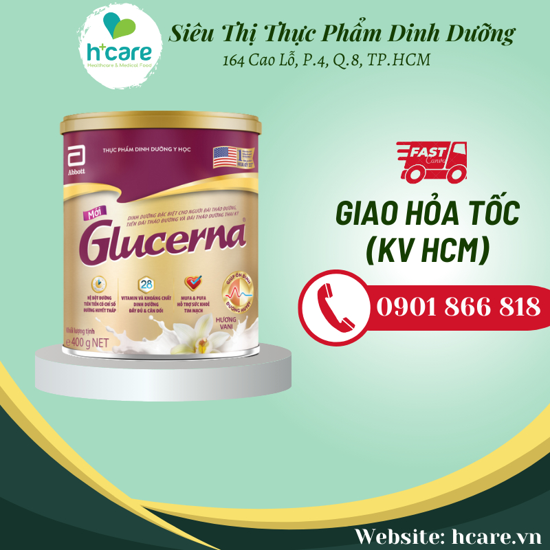 Sữa bột Abbott Glucerna Vanilla 400g - Dinh dưỡng hoàn chỉnh cho người tiểu đường kiểm soát đường huyết