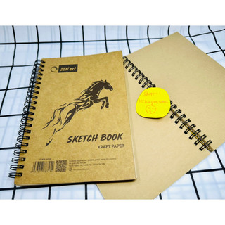 Sổ vẽ lò xo a5/b5 zen art giấy kraft nâu 60 tờ giấy dày 80gsm
