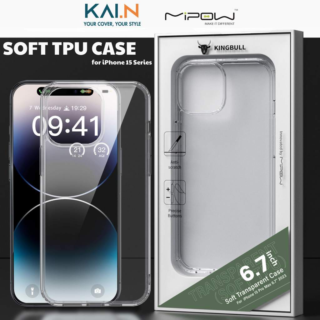Ốp Lưng Case Trong Suốt Dành Cho iPhone 15 Pro Max / 15 Pro / 15 Plus / 15, Mipow Silicone TPU SOFT Transparent CAse