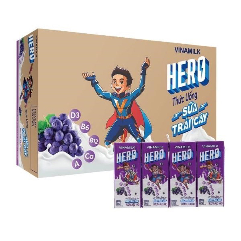 Thùng 48 hộp sữa trái cây HERO 180ml