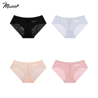 Combo 4 Quần Lót Nữ Ren Lưng Thấp Co Giãn Thoải Mái (Mustoto MQ55)