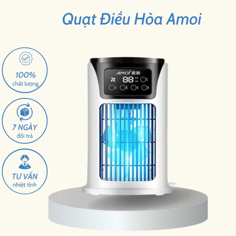 Quạt Điều Hòa  Amoi - Quạt Phun Sương Để Bàn 6 Chế Độ Gió Màn Hình Led Tạo Ẩm Cho Không Khí