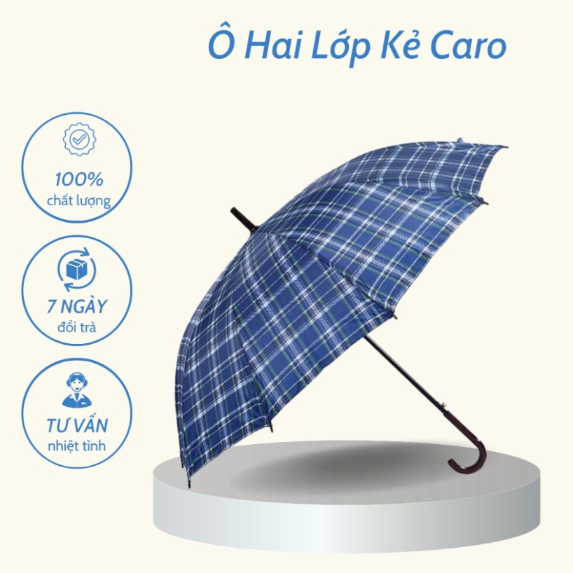 Ô Dù Cầm Tay 2 Lớp Cán Dài Siêu To - Ô Che Mưa, Che Nắng Chống Tia UV