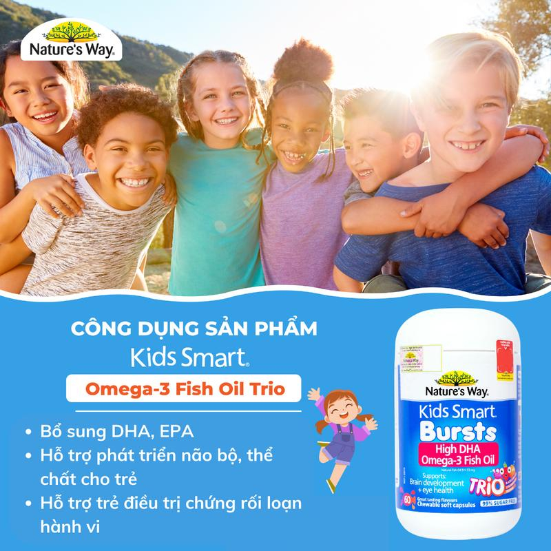 Viên Uống Dầu Cá Nature's Way Omega-3 Fish Oil Trio Giúp Bổ Sung DHA Phát Triển Trí Tuệ Cho Bé 60 Viên