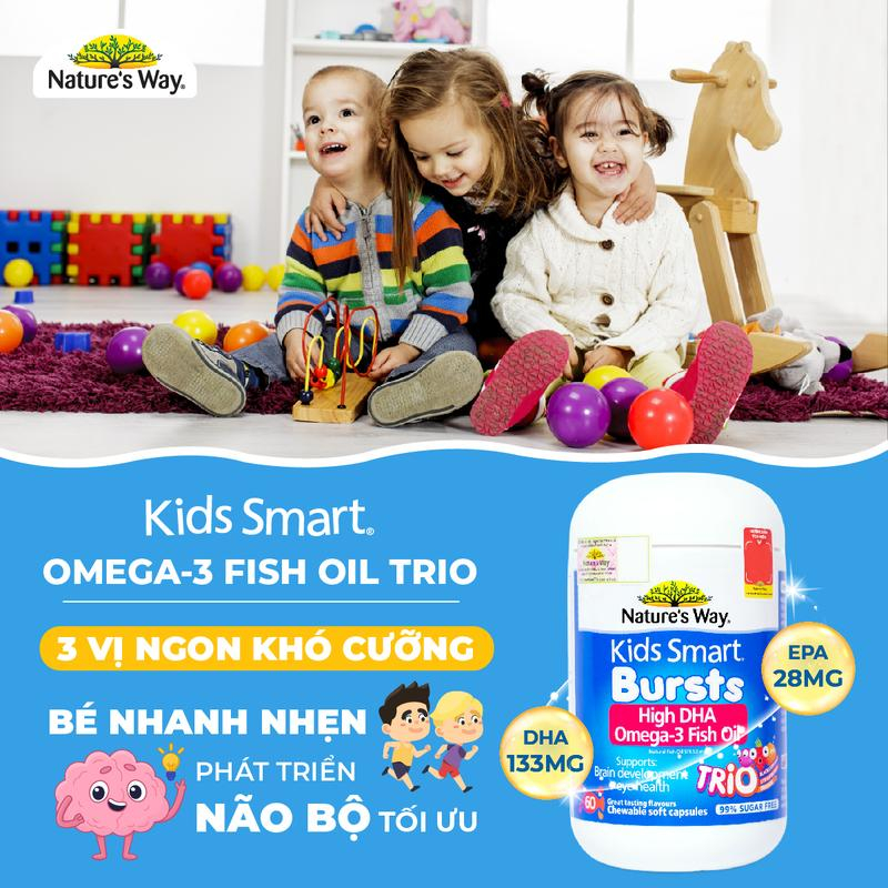 Viên Uống Dầu Cá Nature's Way Omega-3 Fish Oil Trio Giúp Bổ Sung DHA Phát Triển Trí Tuệ Cho Bé 60 Viên