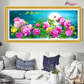 Tranh đính đá hoa mẫu đơn phú quý bình an 1m08 x 50cm