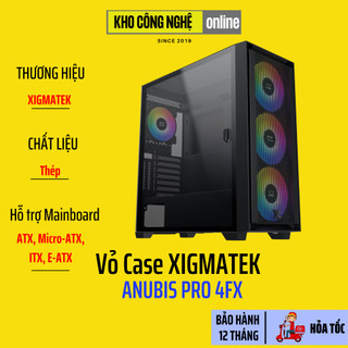 Vỏ case máy tính xigmatek anubis pro 4fx - premium gaming e-atx, kèm 04 fan argb
