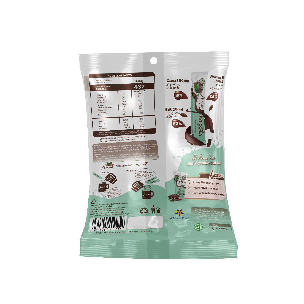 Bột Sô Cô La dinh dưỡng VỊ BẠC HÀ, SỮA DỪA và NGUYÊN BẢN thức uống bổ sung dinh dưỡng