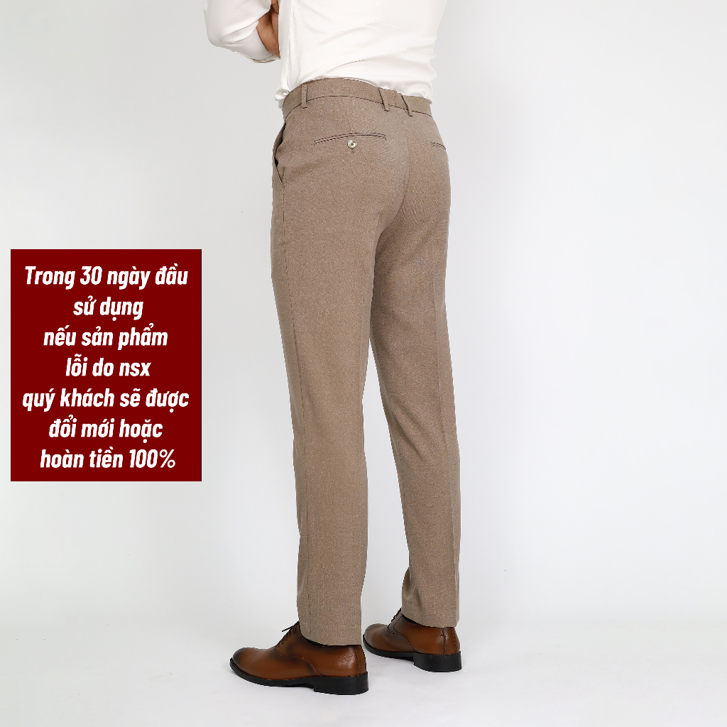 Quần âu nam màu nâu nhạt cao cấp dáng Slimfit, quần tây nam dáng ôm basic sang trọng lịch lãm, Thế Giới Quần Nam