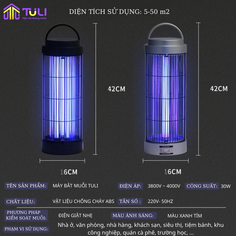 Đèn bắt muỗi và côn trùng thông minh 360 độ TULI TL-CD36, CS 36W, Máy diệt kiến ba khoang, Phạm vi tối đa 70m2, BH 2 năm