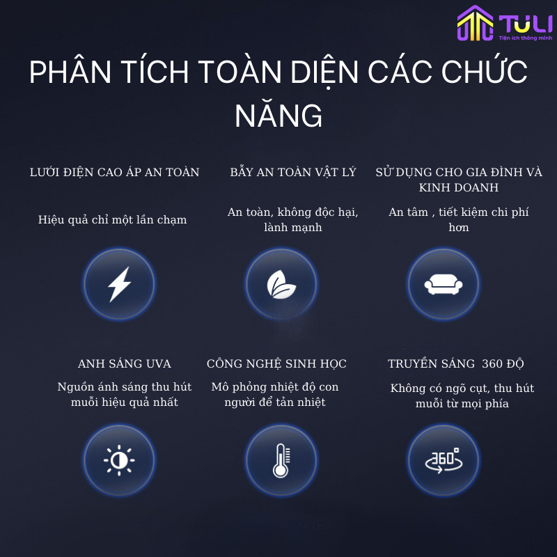 Đèn bắt muỗi và côn trùng thông minh 360 độ TULI TL-CD36, CS 36W, Máy diệt kiến ba khoang, Phạm vi tối đa 70m2, BH 2 năm