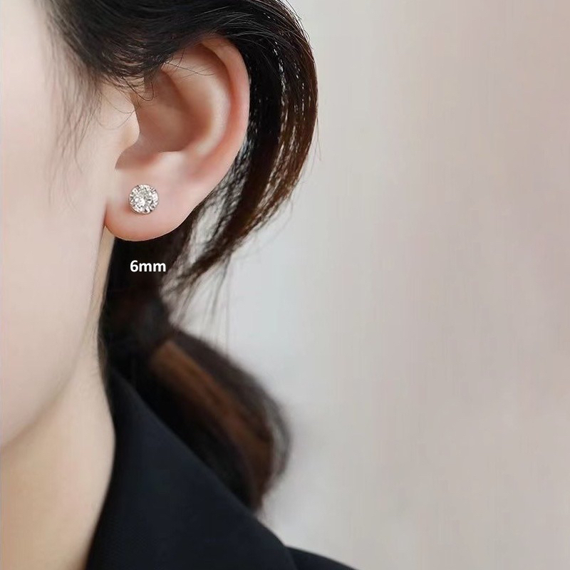 Khuyên tai,bông tai đính đá bạc zircon đẹp không gỉ thời trang cho nam và nữ KT12.
