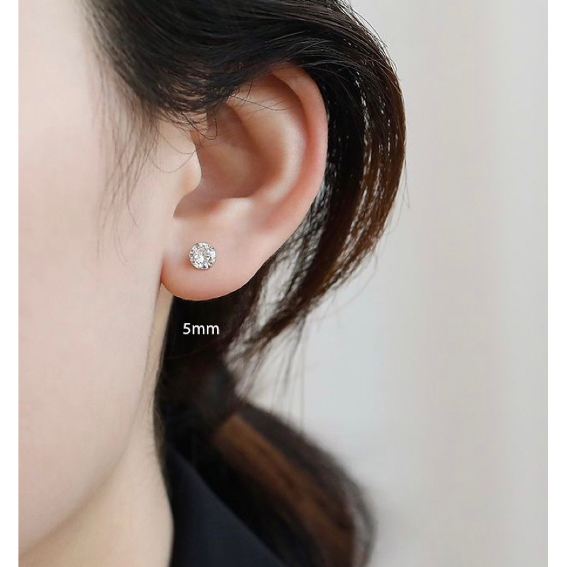 Khuyên tai,bông tai đính đá bạc zircon đẹp không gỉ thời trang cho nam và nữ KT12.