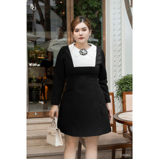 Đầm xếp ly ngực phối trắng đính hoa bigsize - 23sd43 -