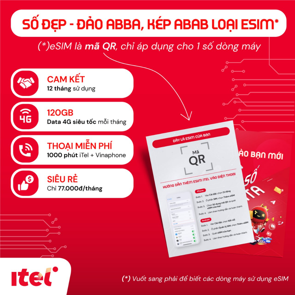 Sim số lặp ABAB, số kép AABB - Cam kết gói MAY-Cam kết sử dụng 12 tháng