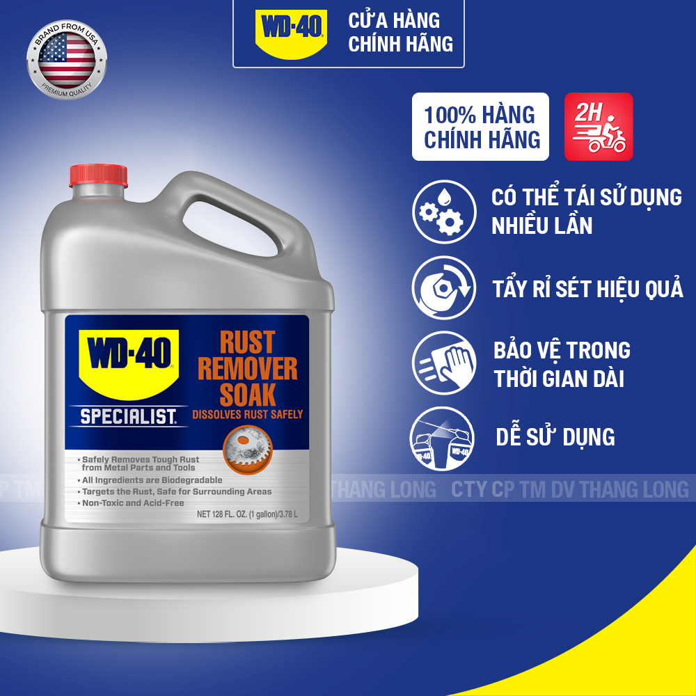 Nước Ngâm Rửa Rỉ Sét WD 40 Rust Remover Soak Thùng Dầu Tẩy Rỉ Sét Chính Hãng 1 Gallon 4 Lít