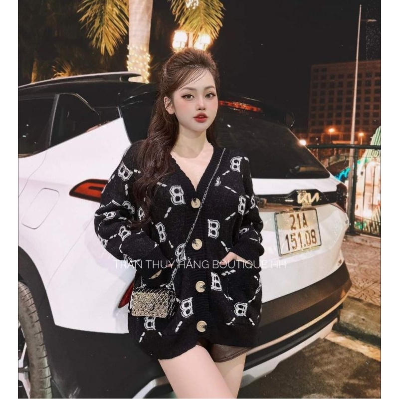 Áo cardigan hoạ tiết in kín toàn thân logo chữ B siêu xinh CAMNHUNGSI