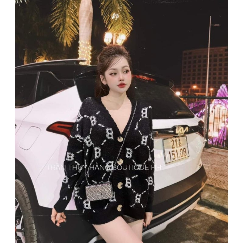 Áo cardigan hoạ tiết in kín toàn thân logo chữ B siêu xinh CAMNHUNGSI