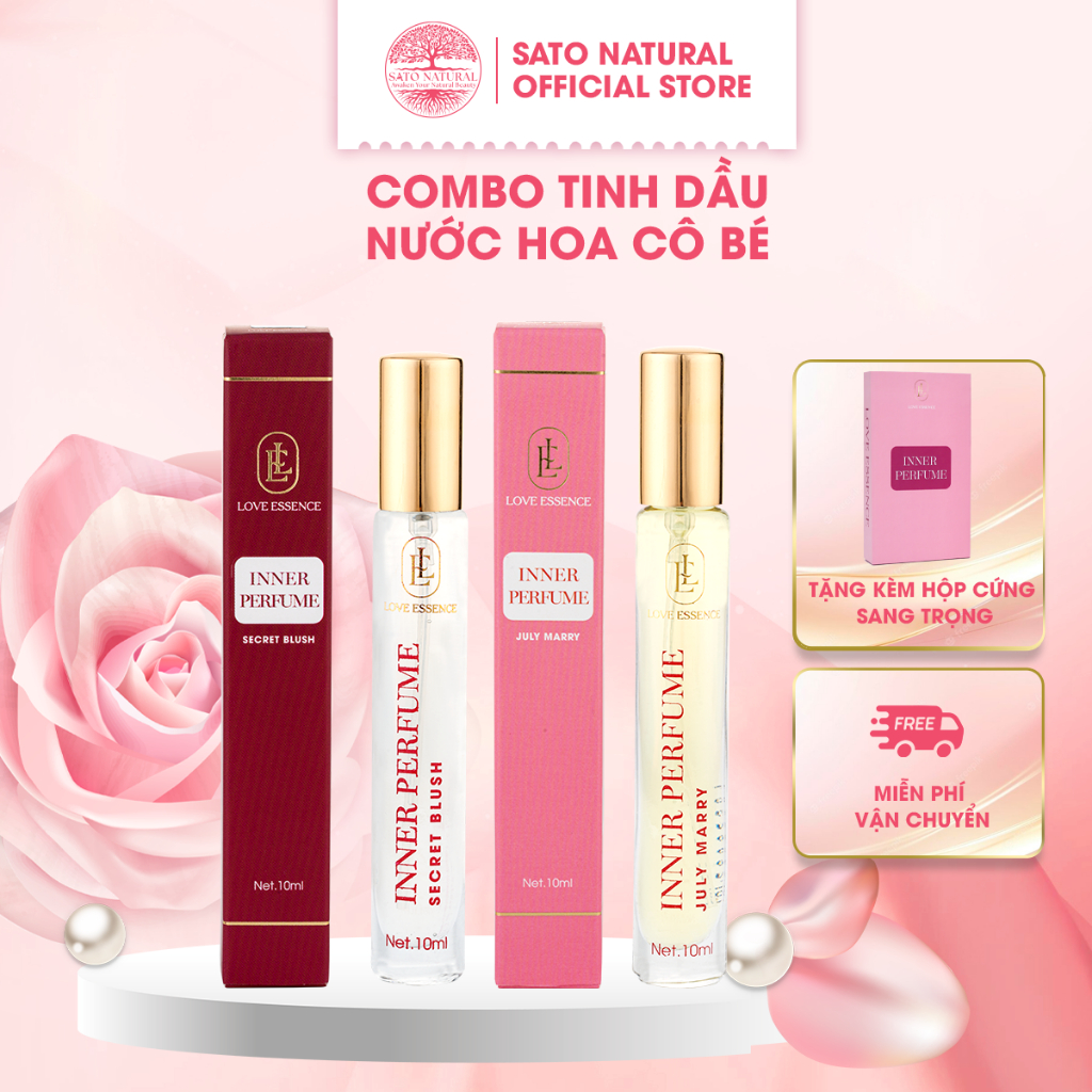 Combo 2 Chai Nước Hoa Vùng Kín Nữ LOVE ESSENCE 10ml, 2 Hương Thơm Quyến Rũ, Lôi Cuốn, Tinh Dầu Nước Hoa, Lưu Hương 12h