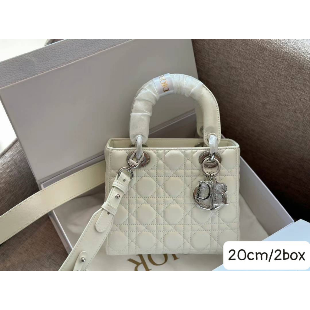 Tuí Xach Di.O laydy Size 20cm Tag bạc màu trắng