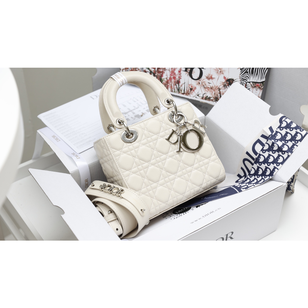 Tuí Xach Di.O laydy Size 20cm Tag bạc màu trắng