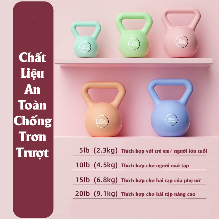 Tạ Bình Vôi,Tạ Ấm,Tạ Quai Xách, Tạ Chuông Dụng CụTập Gym Tập Mông Đùi Gym  Tại Nhà TOPBODY-TAQAM01