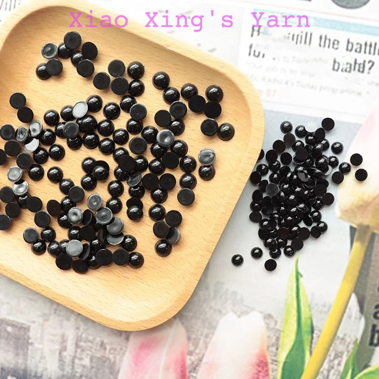 Túi 100 mắt thú dán gấu bông đủ size màu đen đan móc len thủ công | Xiaoxingyarn